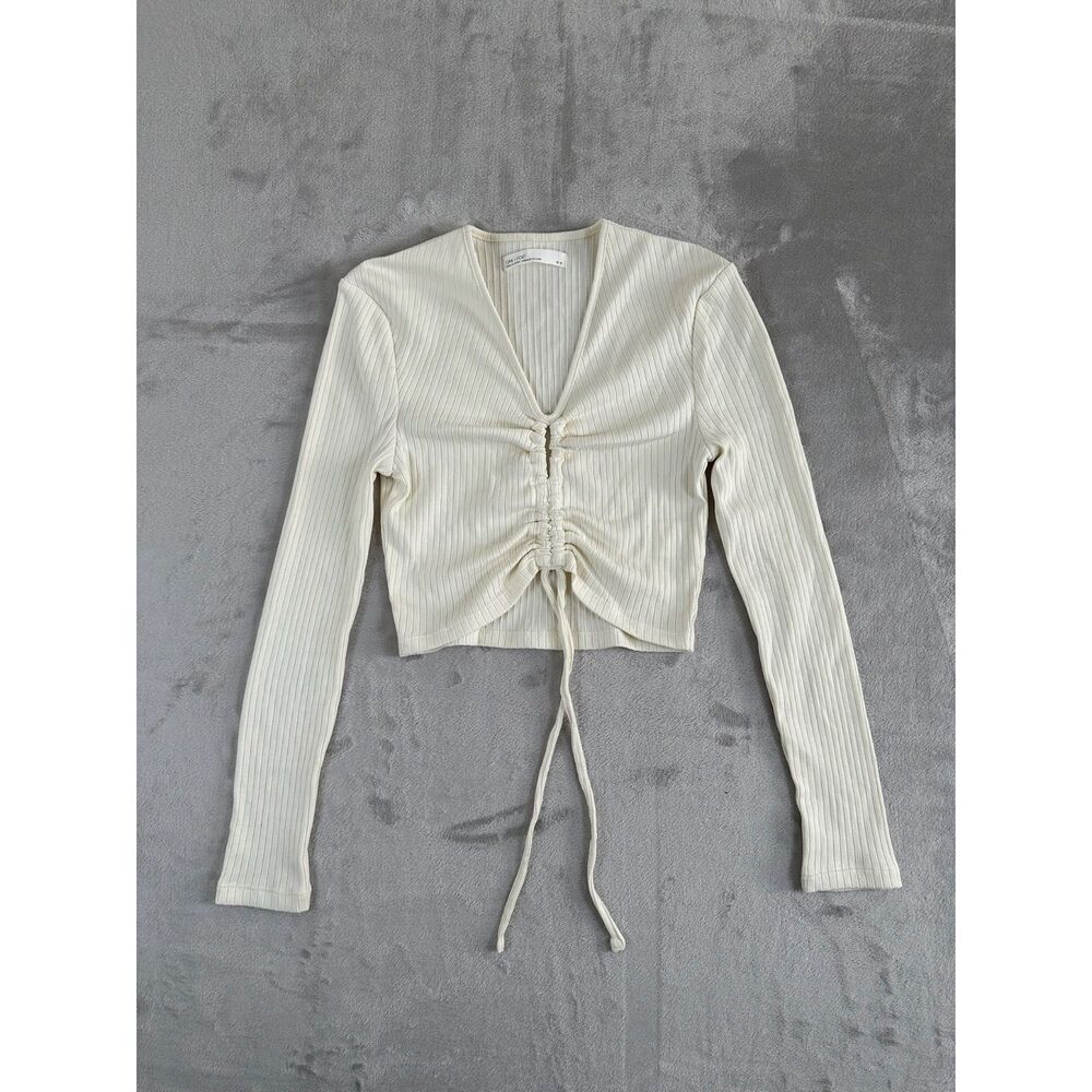 Oak + FORT Ribbed White‎ Crop Top Women Size XS